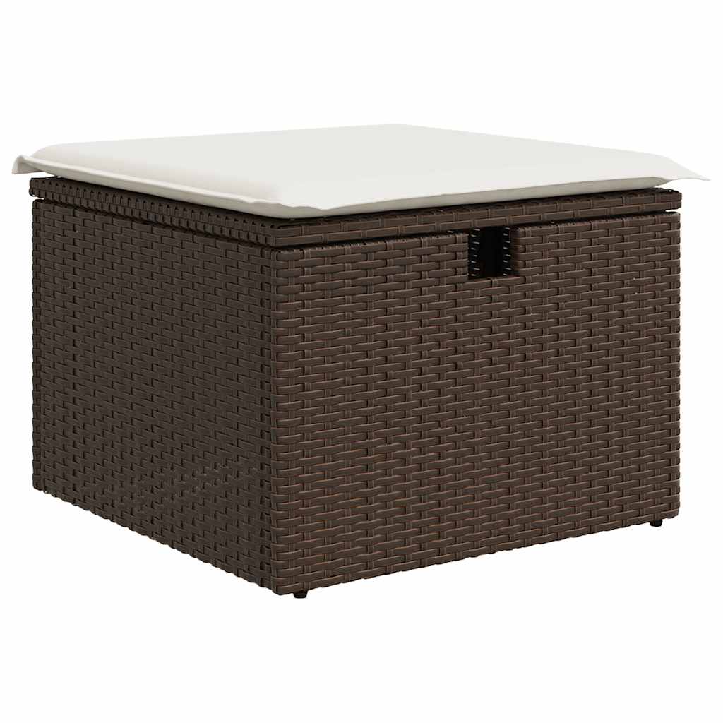 7-tlg. Garten-Sofagarnitur mit Kissen Braun Poly Rattan