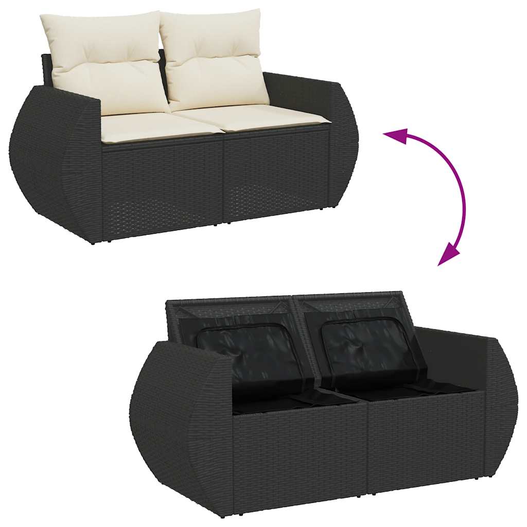 4-tlg. Garten-Sofagarnitur mit Kissen Schwarz Poly Rattan