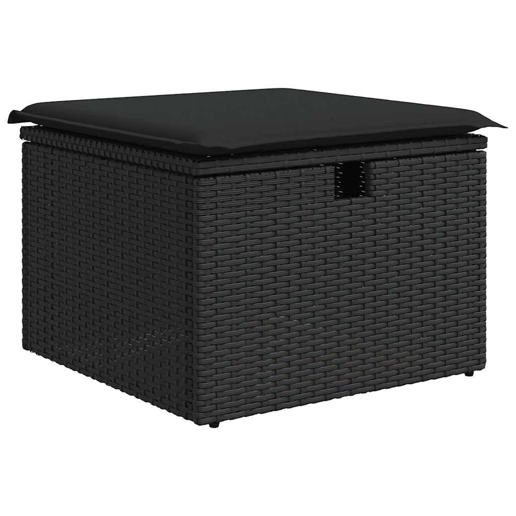 5-tlg. Garten-Sofagarnitur mit Kissen Schwarz Poly Rattan