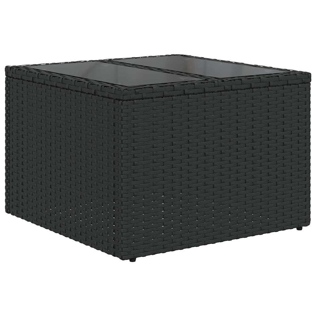 9-tlg. Garten-Sofagarnitur mit Kissen Schwarz Poly Rattan