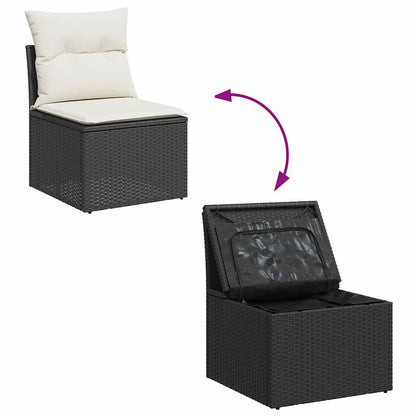 4-tlg. Garten-Sofagarnitur mit Kissen Schwarz Poly Rattan