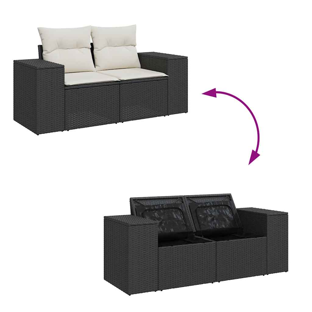 4-tlg. Garten-Sofagarnitur mit Kissen Schwarz Poly Rattan