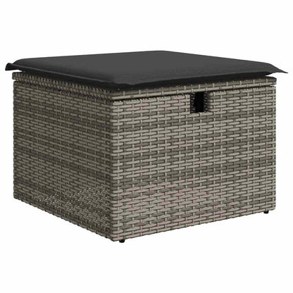 7-tlg. Garten-Sofagarnitur mit Kissen Grau Poly Rattan