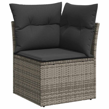 6-tlg. Garten-Sofagarnitur mit Kissen Grau Poly Rattan