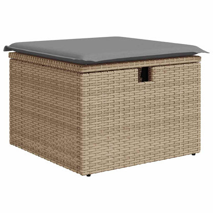 6-tlg. Garten-Sofagarnitur mit Kissen Beige Poly Rattan