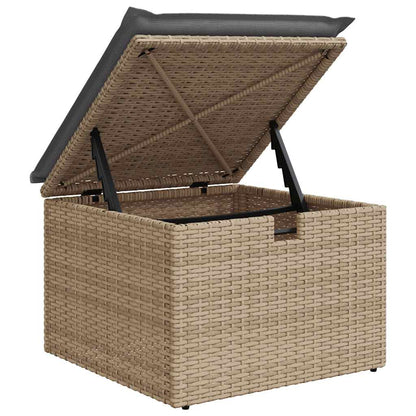 7-tlg. Garten-Sofagarnitur mit Kissen Beige Poly Rattan