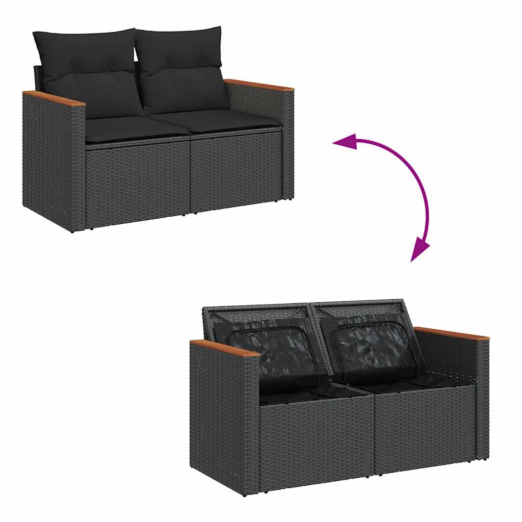 4-tlg. Garten-Sofagarnitur mit Kissen Schwarz Poly Rattan