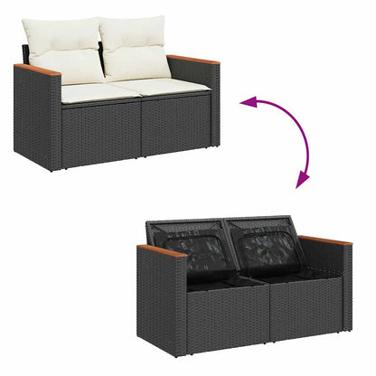 4-tlg. Garten-Sofagarnitur mit Kissen Schwarz Poly Rattan