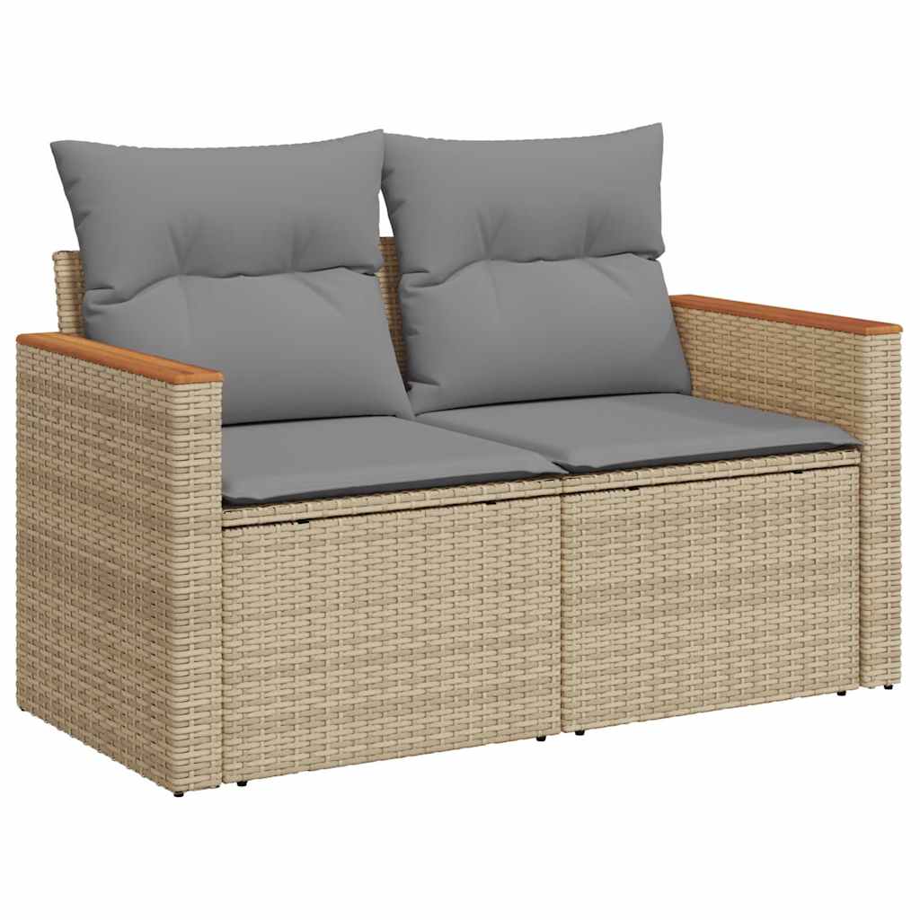 4-tlg. Garten-Sofagarnitur mit Kissen Beige Poly Rattan