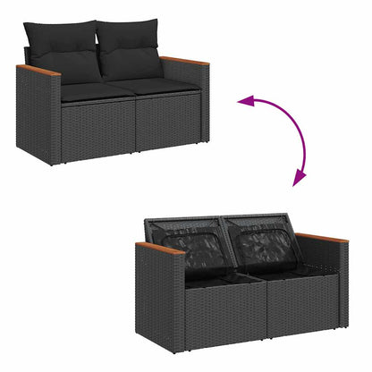 5-tlg. Garten-Sofagarnitur mit Kissen Schwarz Poly Rattan