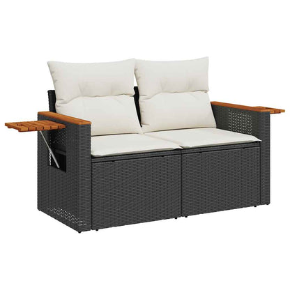 4-tlg. Garten-Sofagarnitur mit Kissen Schwarz Poly Rattan