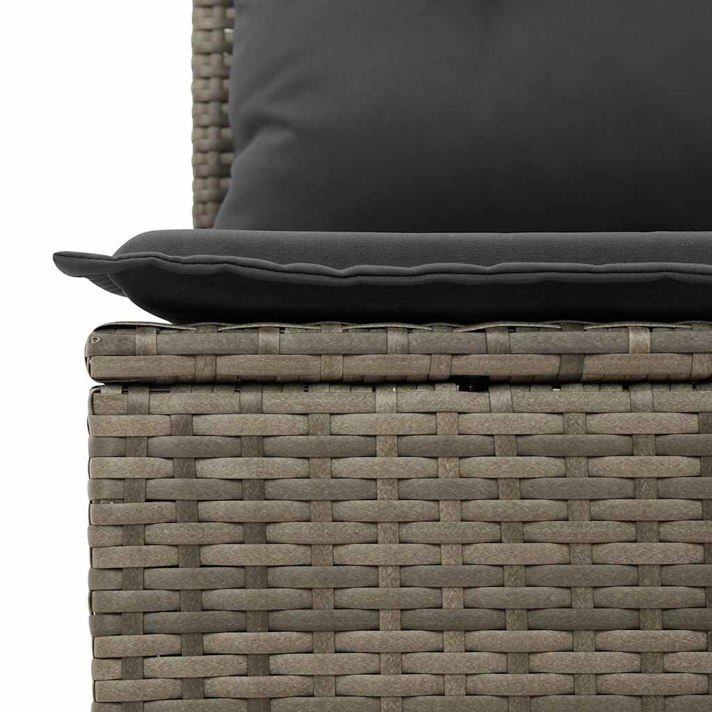 4-tlg. Garten-Sofagarnitur mit Kissen Grau Poly Rattan