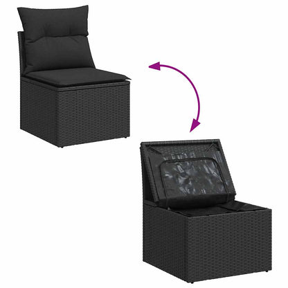 5-tlg. Garten-Sofagarnitur mit Kissen Schwarz Poly Rattan