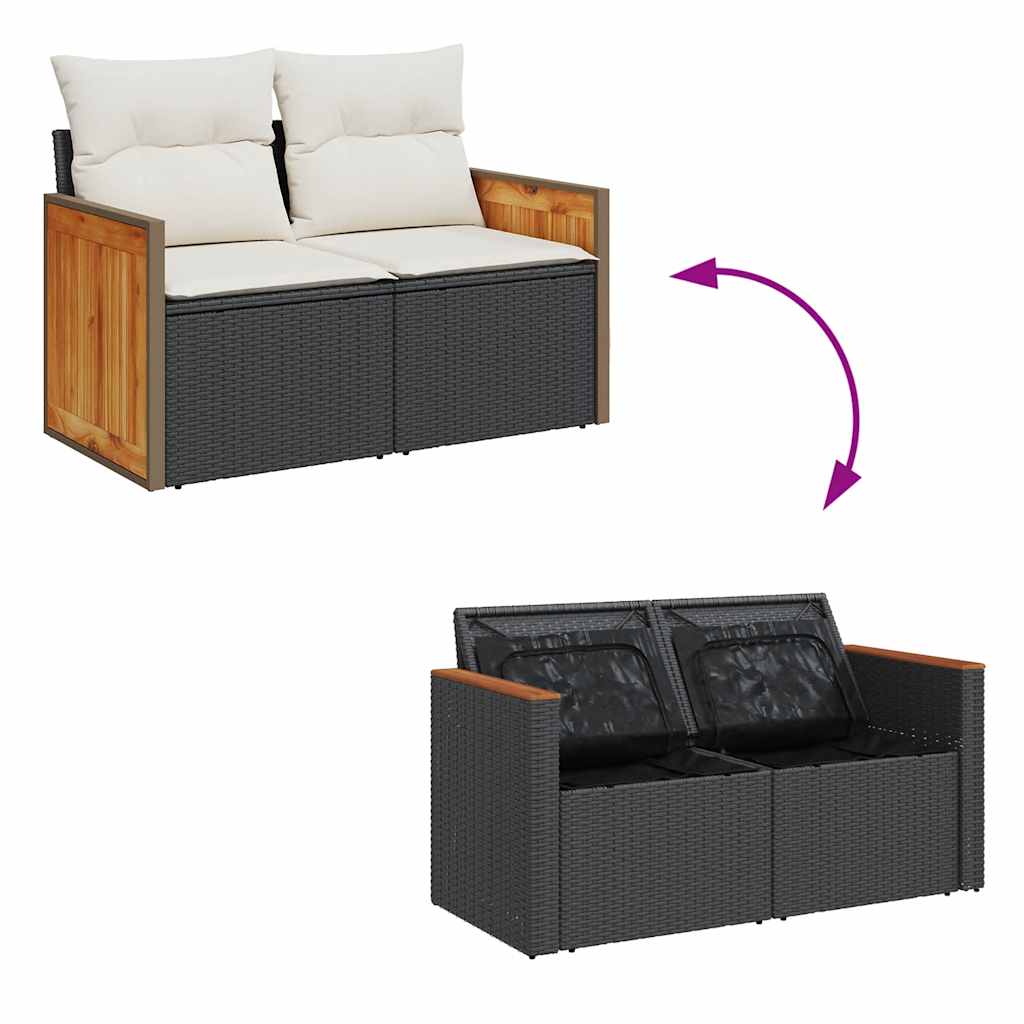 4-tlg. Garten-Sofagarnitur mit Kissen Schwarz Poly Rattan