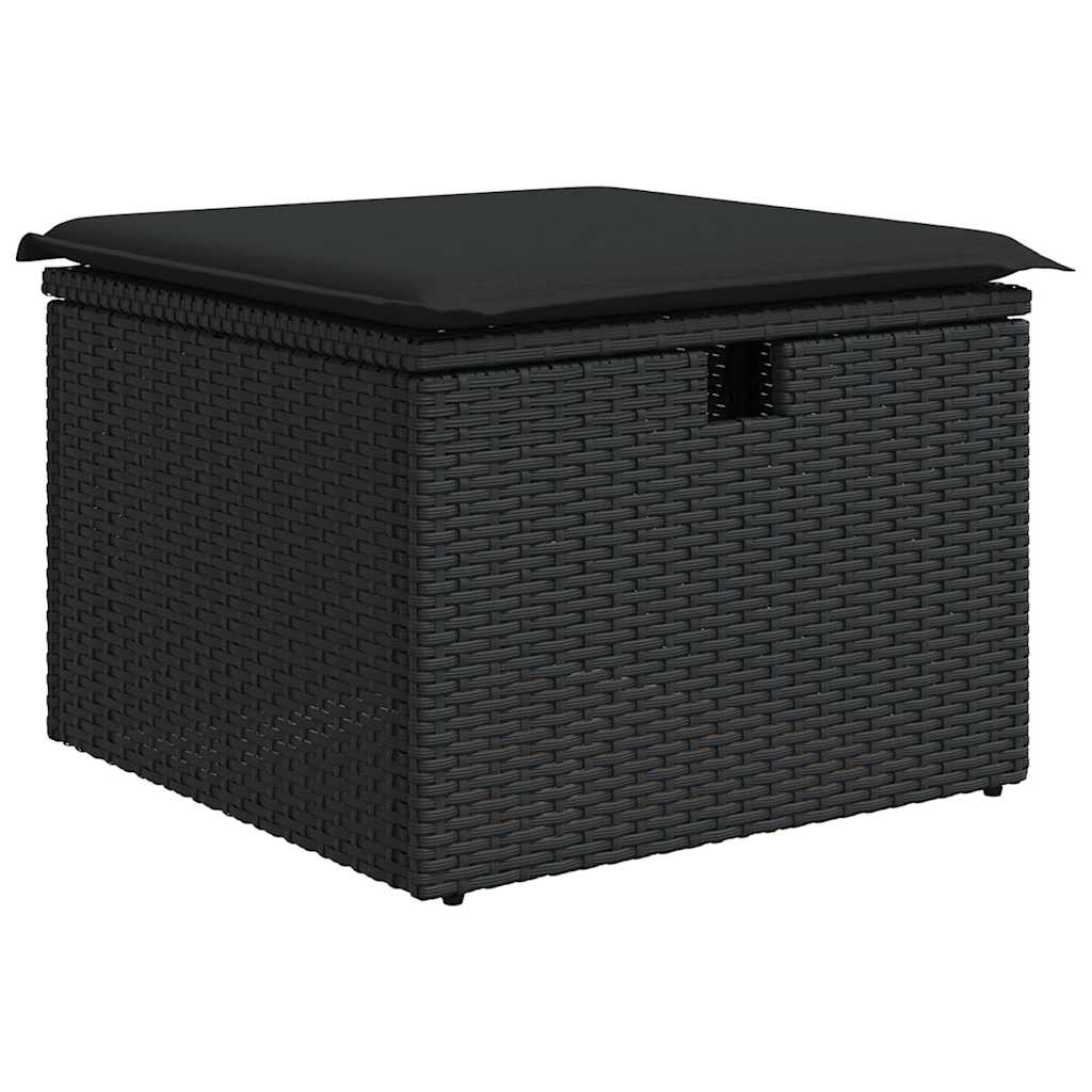 10-tlg. Garten-Sofagarnitur mit Kissen Schwarz Poly Rattan