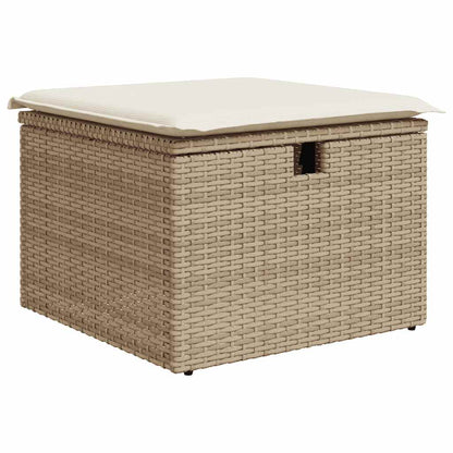 10-tlg. Garten-Sofagarnitur mit Kissen Beige Poly Rattan