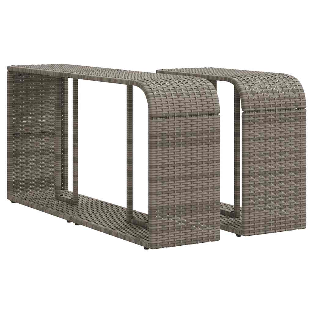 10-tlg. Garten-Sofagarnitur mit Kissen Grau Poly Rattan