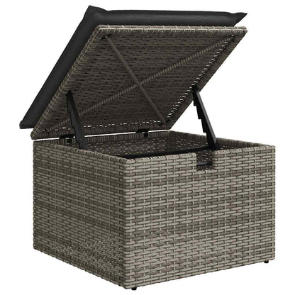 10-tlg. Garten-Sofagarnitur mit Kissen Grau Poly Rattan