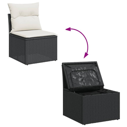 5-tlg. Garten-Sofagarnitur mit Kissen Schwarz Poly Rattan