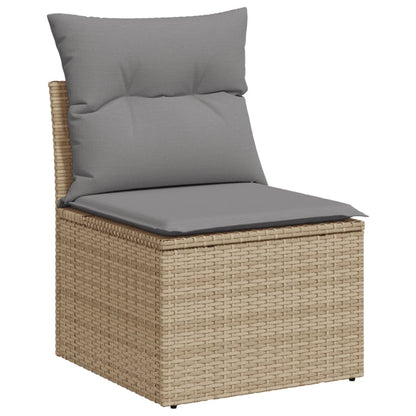 5-tlg. Garten-Sofagarnitur mit Kissen Beige Poly Rattan