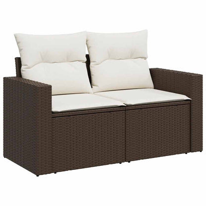 7-tlg. Garten-Sofagarnitur mit Kissen Braun Poly Rattan