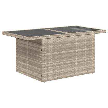 8-tlg. Garten-Sofagarnitur mit Kissen Hellgrau Poly Rattan