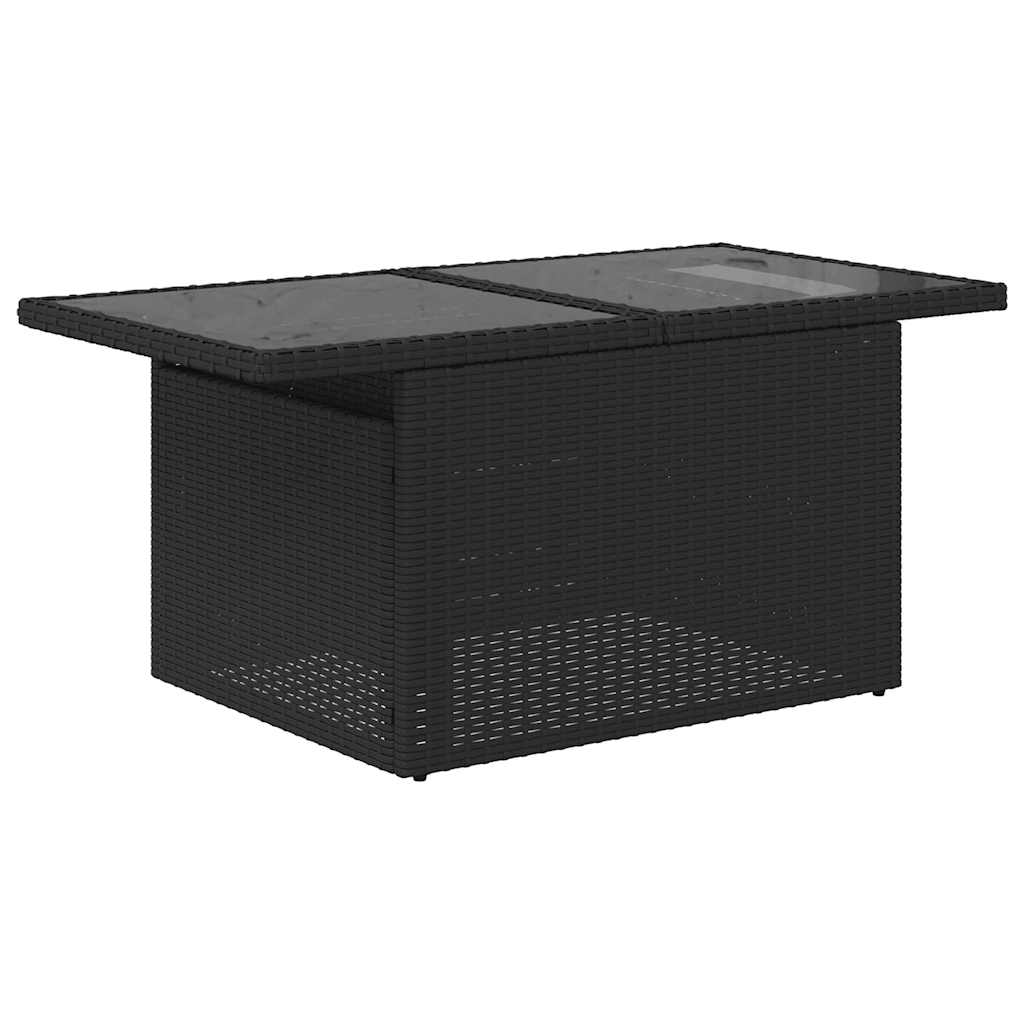 9-tlg. Garten-Sofagarnitur mit Kissen Schwarz Poly Rattan