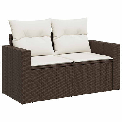 6-tlg. Garten-Sofagarnitur mit Kissen Braun Poly Rattan