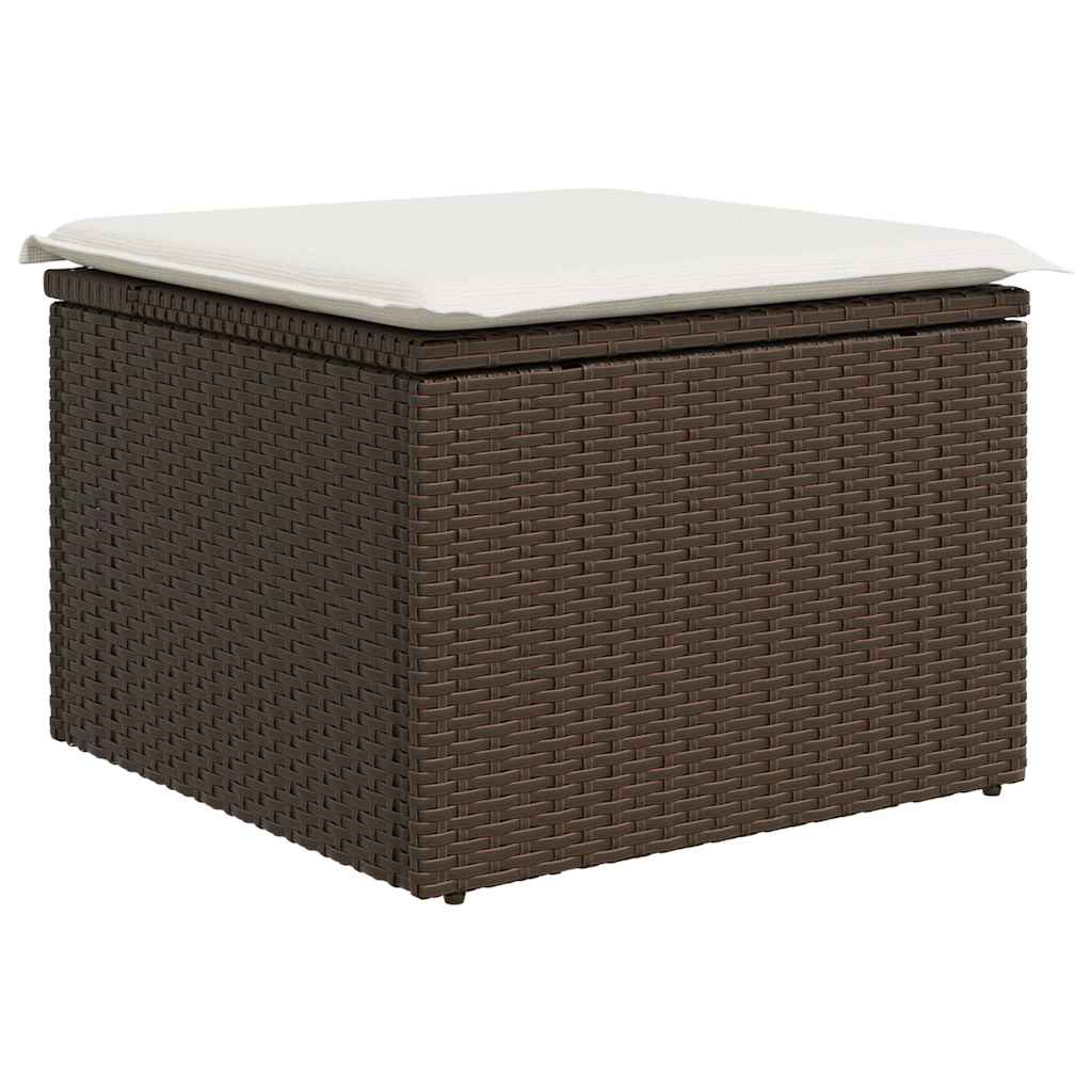 7-tlg. Garten-Sofagarnitur mit Kissen Braun Poly Rattan