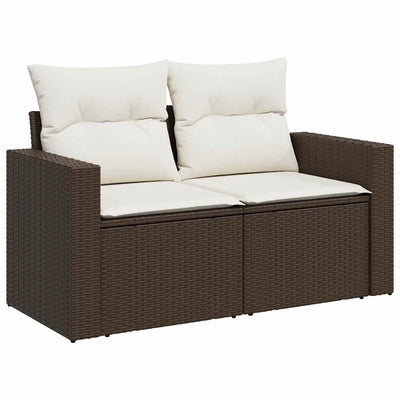 10-tlg. Garten-Sofagarnitur mit Kissen Braun Poly Rattan