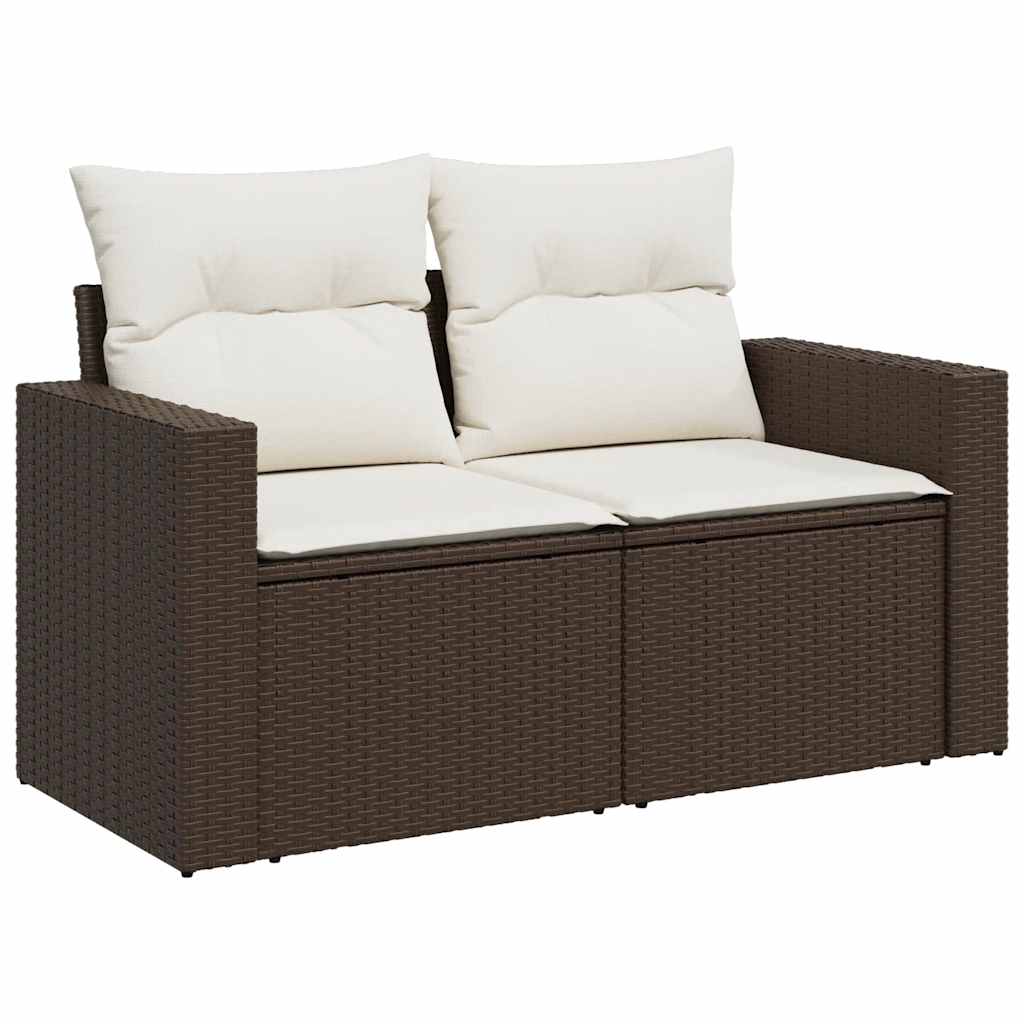 11-tlg. Garten-Sofagarnitur mit Kissen Braun Poly Rattan