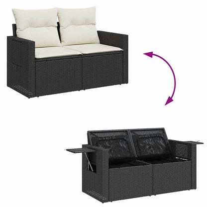 5-tlg. Garten-Sofagarnitur mit Kissen Schwarz Poly Rattan