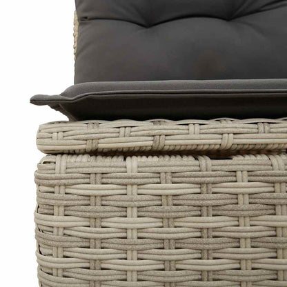 5-tlg. Garten-Sofagarnitur mit Kissen Hellgrau Poly Rattan