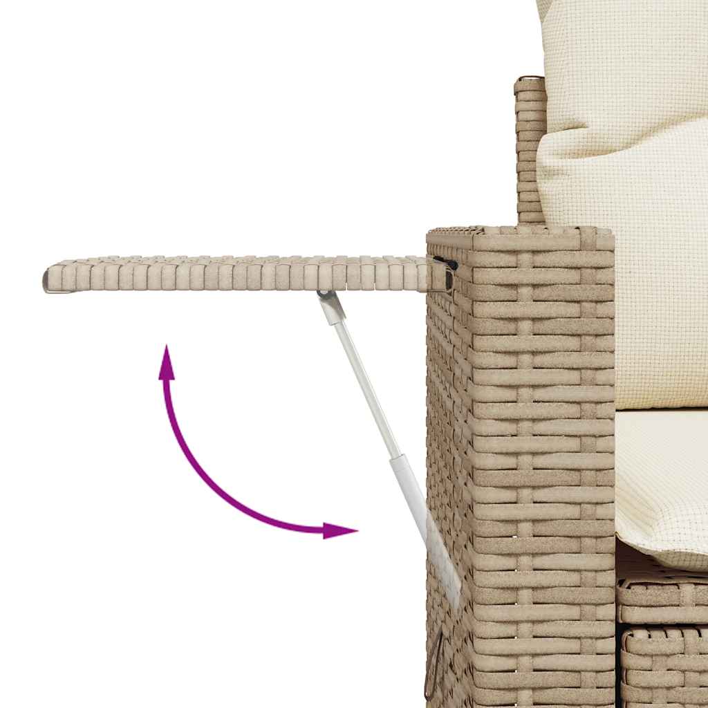 8-tlg. Garten-Sofagarnitur mit Kissen Beige Poly Rattan