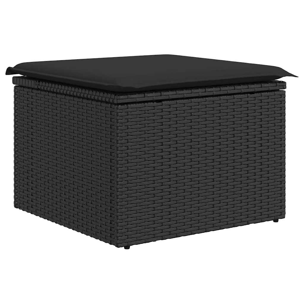 6-tlg. Garten-Sofagarnitur mit Kissen Schwarz Poly Rattan