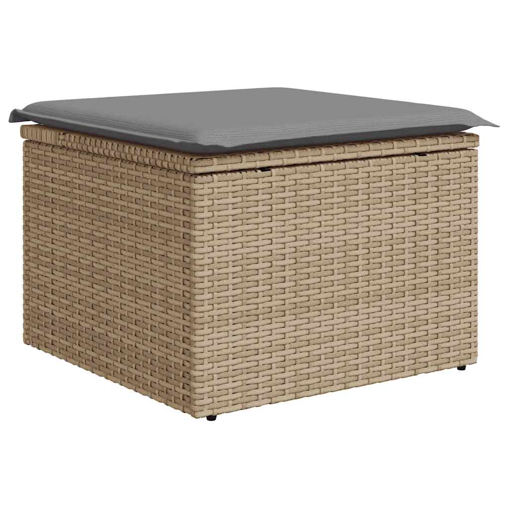 7-tlg. Garten-Sofagarnitur mit Kissen Beige Poly Rattan