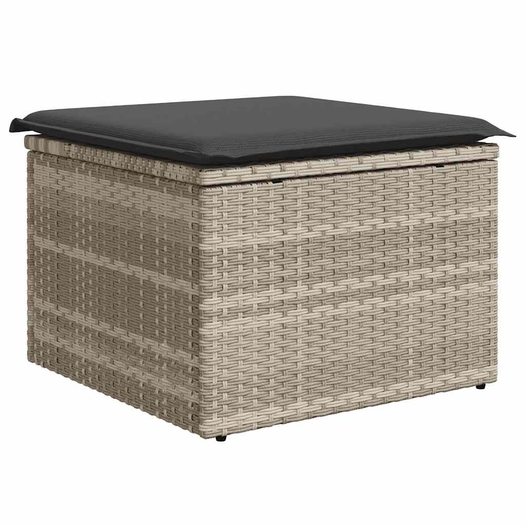 9-tlg. Garten-Sofagarnitur mit Kissen Hellgrau Poly Rattan