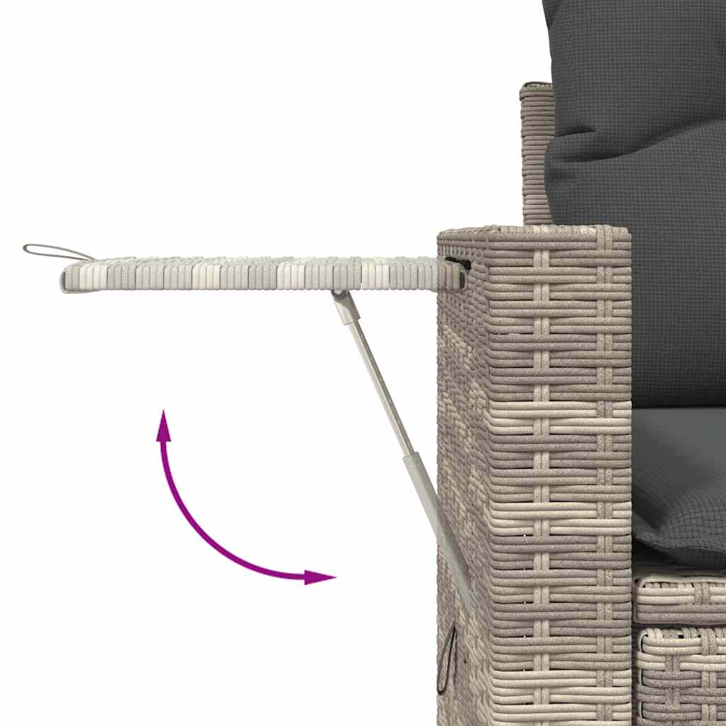 9-tlg. Garten-Sofagarnitur mit Kissen Hellgrau Poly Rattan