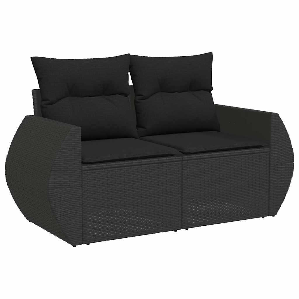 5-tlg. Garten-Sofagarnitur mit Kissen Schwarz Poly Rattan