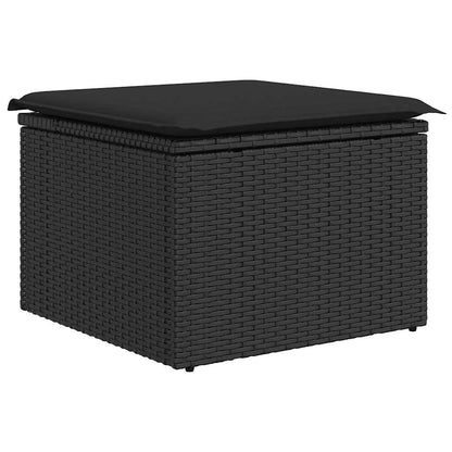 6-tlg. Garten-Sofagarnitur mit Kissen Schwarz Poly Rattan