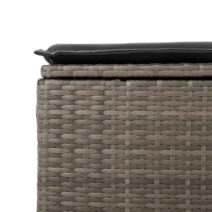 6-tlg. Garten-Sofagarnitur mit Kissen Grau Poly Rattan