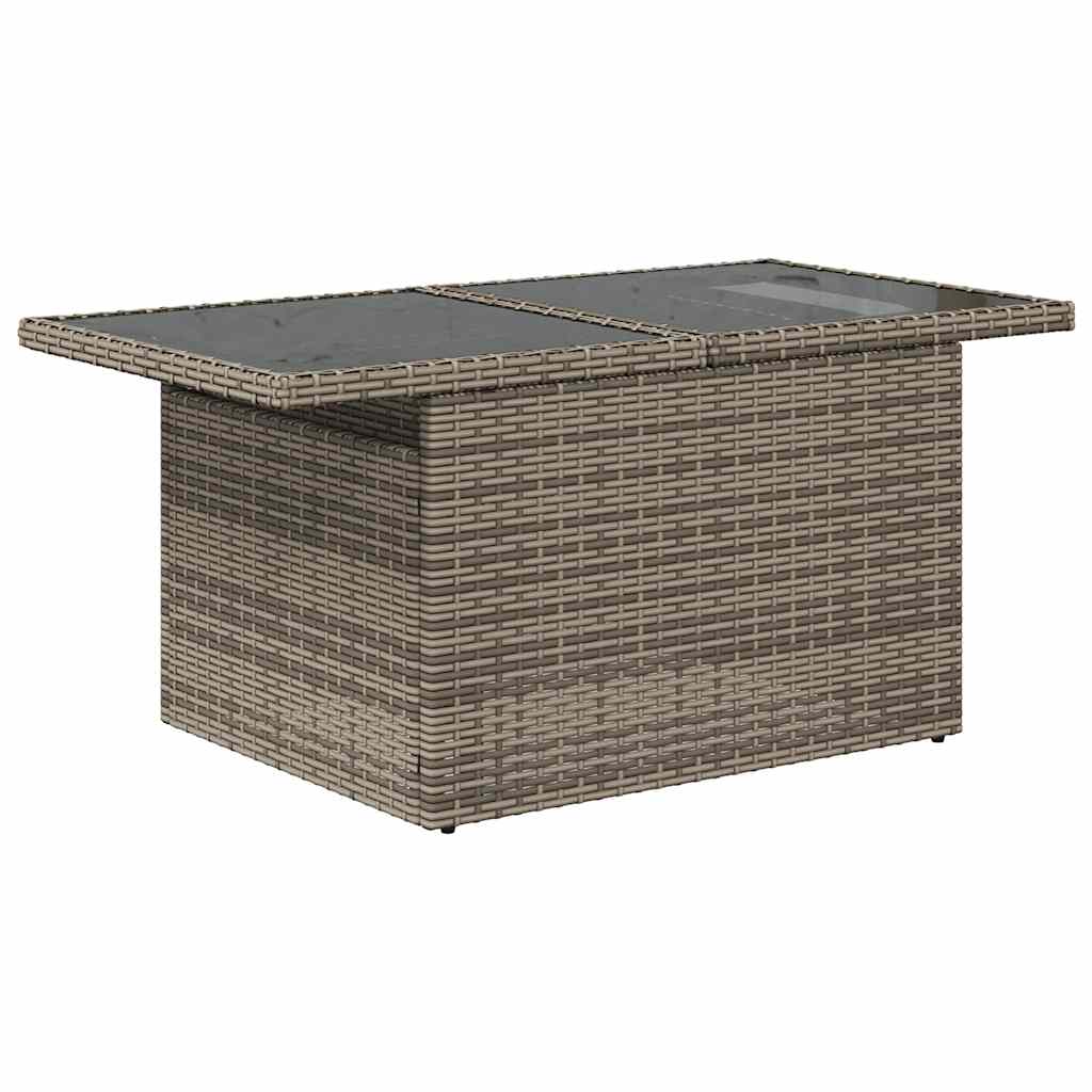 9-tlg. Garten-Sofagarnitur mit Kissen Grau Poly Rattan