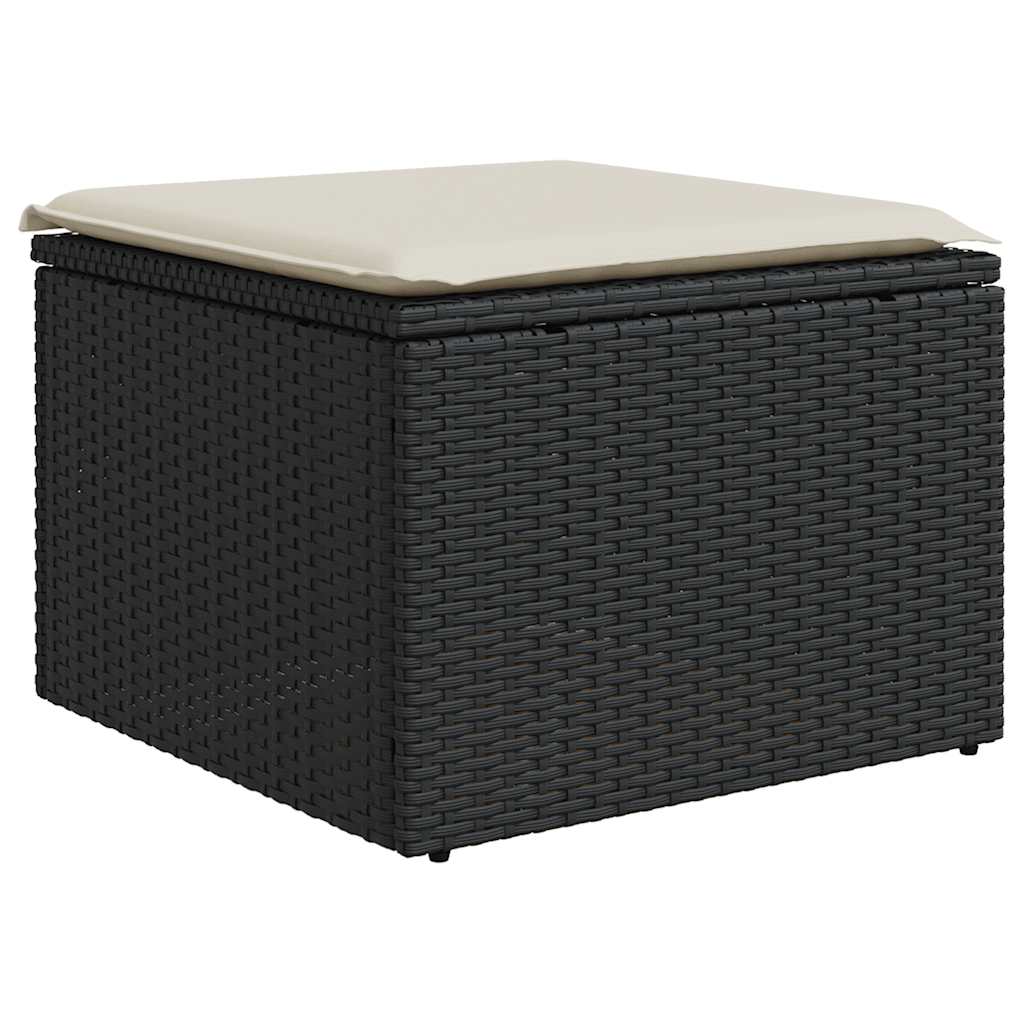 7-tlg. Garten-Sofagarnitur mit Kissen Schwarz Poly Rattan