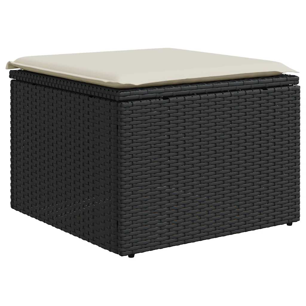 9-tlg. Garten-Sofagarnitur mit Kissen Schwarz Poly Rattan