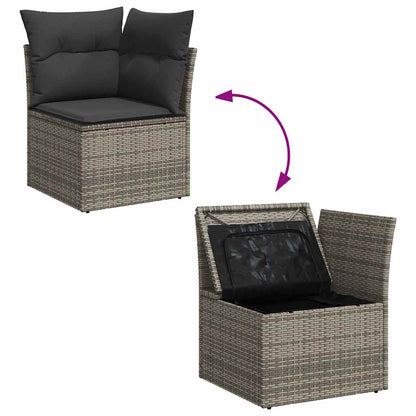 5-tlg. Garten-Sofagarnitur mit Kissen Grau Poly Rattan