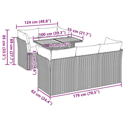 6-tlg. Garten-Sofagarnitur mit Kissen Schwarz Poly Rattan