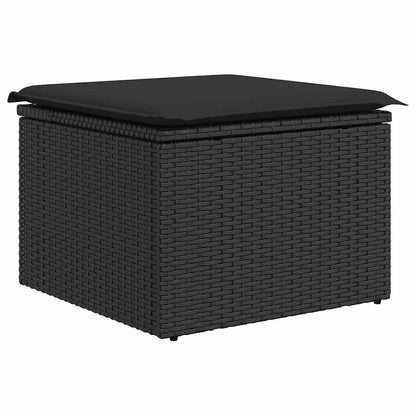 6-tlg. Garten-Sofagarnitur mit Kissen Schwarz Poly Rattan