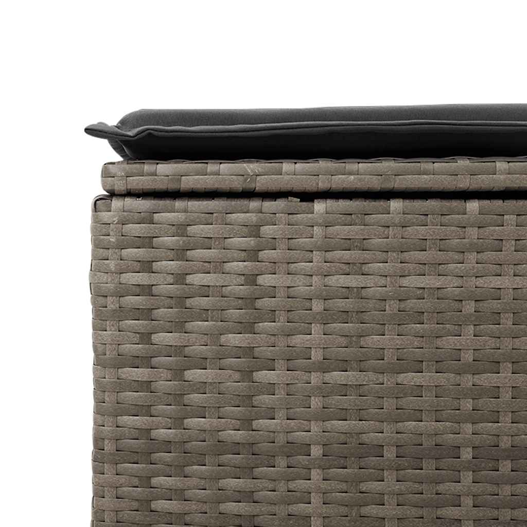 7-tlg. Garten-Sofagarnitur mit Kissen Grau Poly Rattan