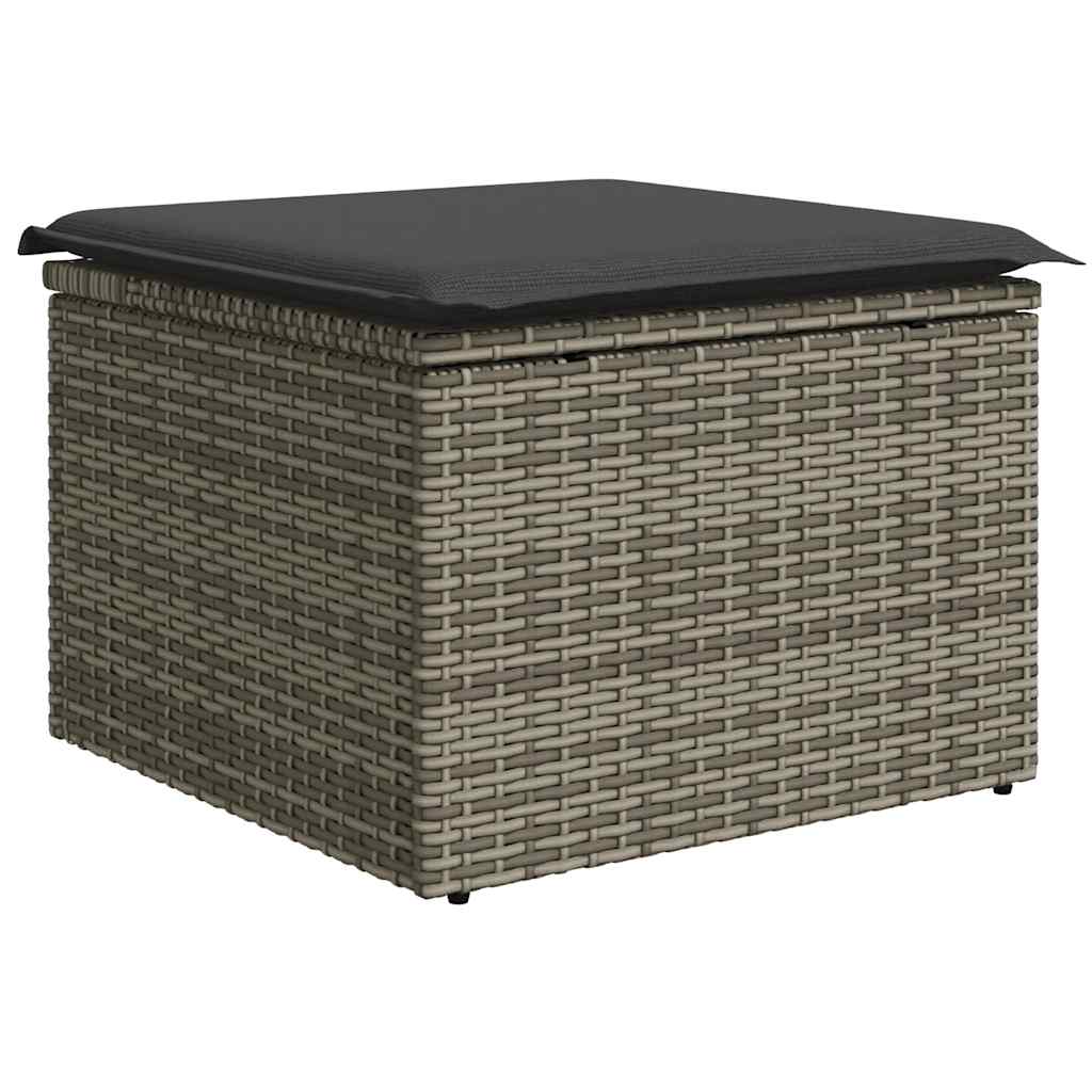 8-tlg. Garten-Sofagarnitur mit Kissen Grau Poly Rattan