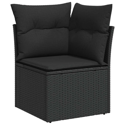 9-tlg. Garten-Sofagarnitur mit Kissen Schwarz Poly Rattan